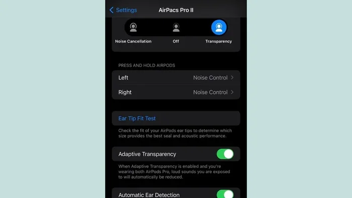 Can't Switch to Passthrough on Airpods Pro 2